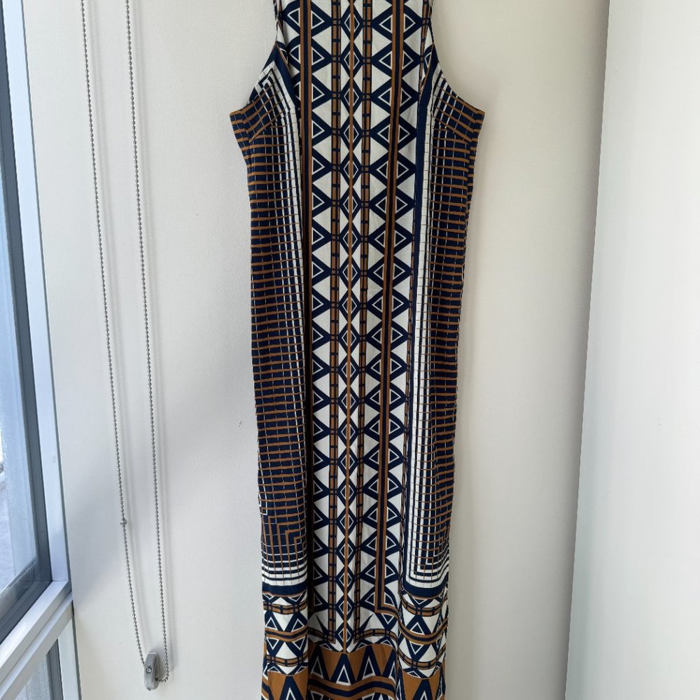 Topshop - Dress, Navy/Tan Pattern, 4